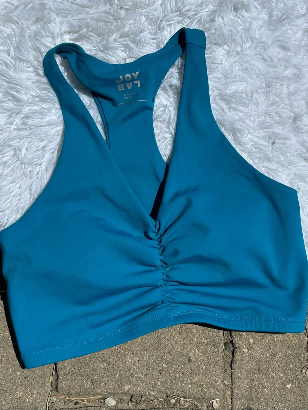 JoyLab Teal Ruched Racerback Sports Bra